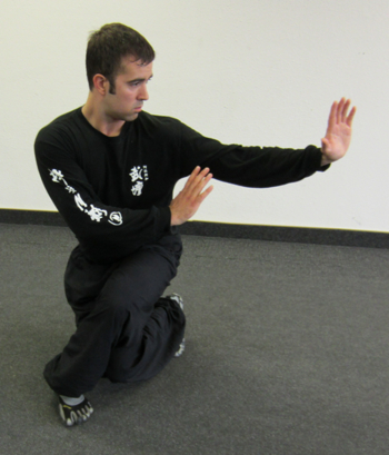 photo of seated-twisted-leg stance